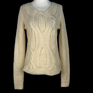 T/O WOMEN'S CABLE KNIT LONG SLEEVE‎ TIE BACK SWEATER